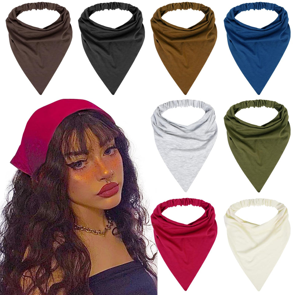 WOVOWOVO front view of eight colorful headscarves showing full set and benefits