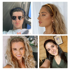 WOVOWOVO headband worn by model keeping hair back for hands-free comfort