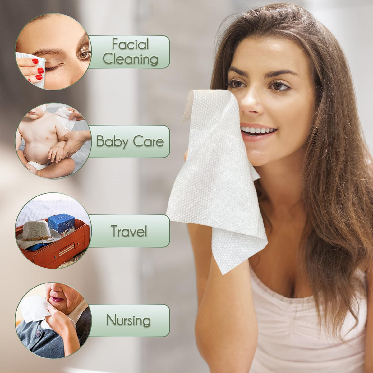 WOWOTEX towel used for baby care demonstrating soft, hypoallergenic benefit