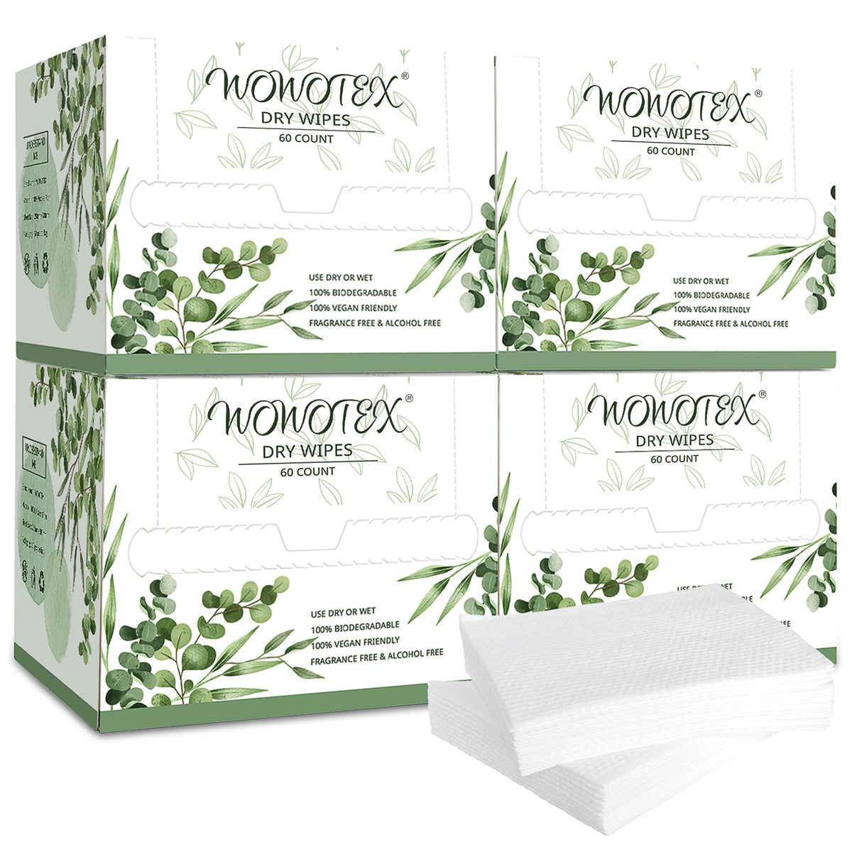 WOWOTEX front packaging showing four boxes and 240-count total for convenience
