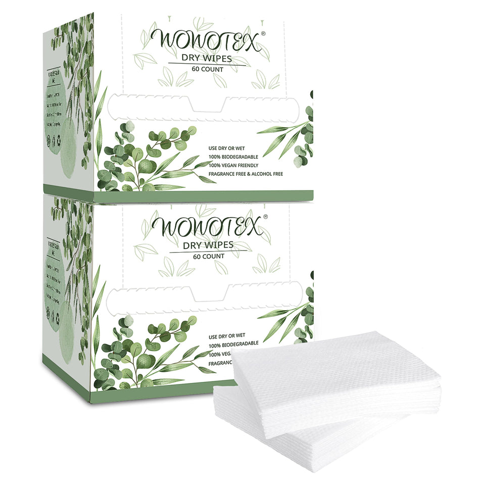 WOWOTEX front packaging showing 2-box 120-count convenience and eco benefit