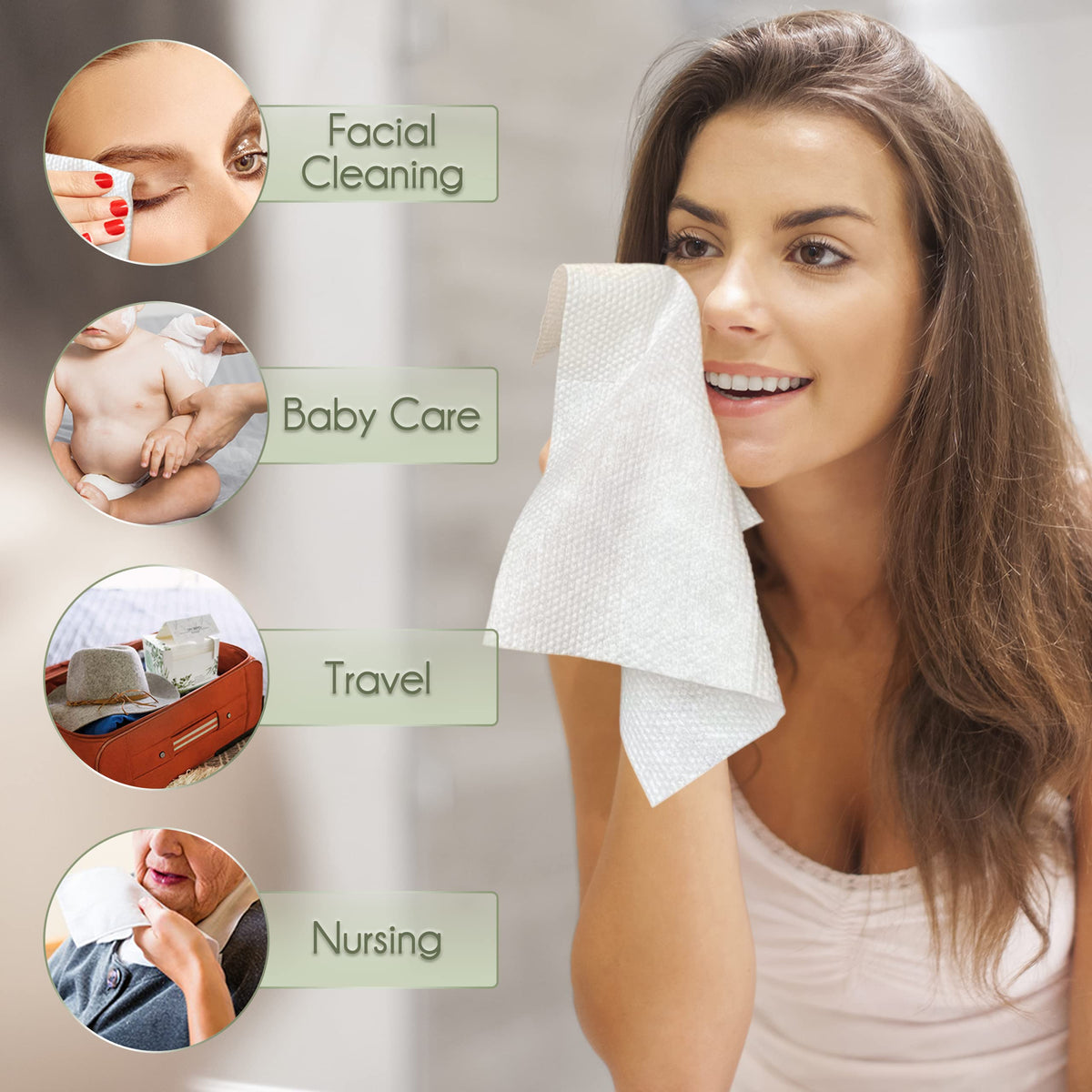 WOWOTEX towel held in hand showing size and sturdy wet strength