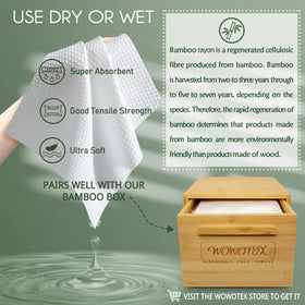 WOWOTEX towel beside ruler showing 10x12 inch size for full-face coverage