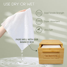 WOWOTEX wipe in hand demonstrating strength when wet for reliable use