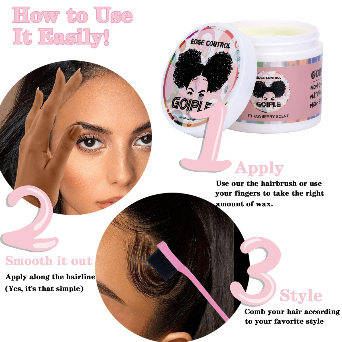 WOZUTUNT applying gel to wig hairline for clean hold