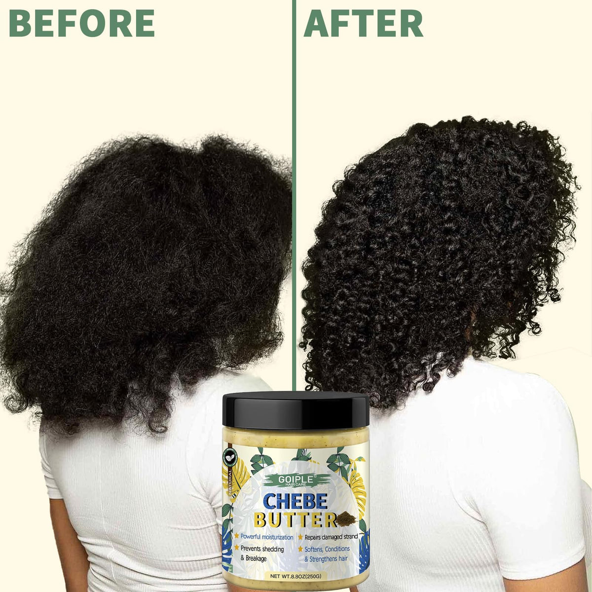 WOZUTUNT before and after hair lengths demonstrating improved smoothness