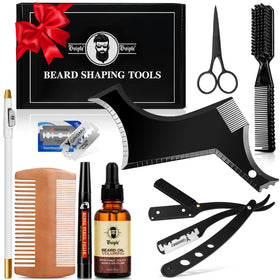 WOZUTUNT front view of full 19-piece beard grooming kit showing organized layout and convenience