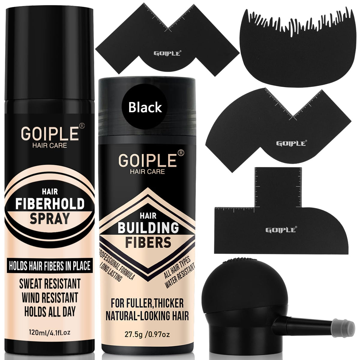 WOZUTUNT front packaging showing complete hair fibers set and benefits