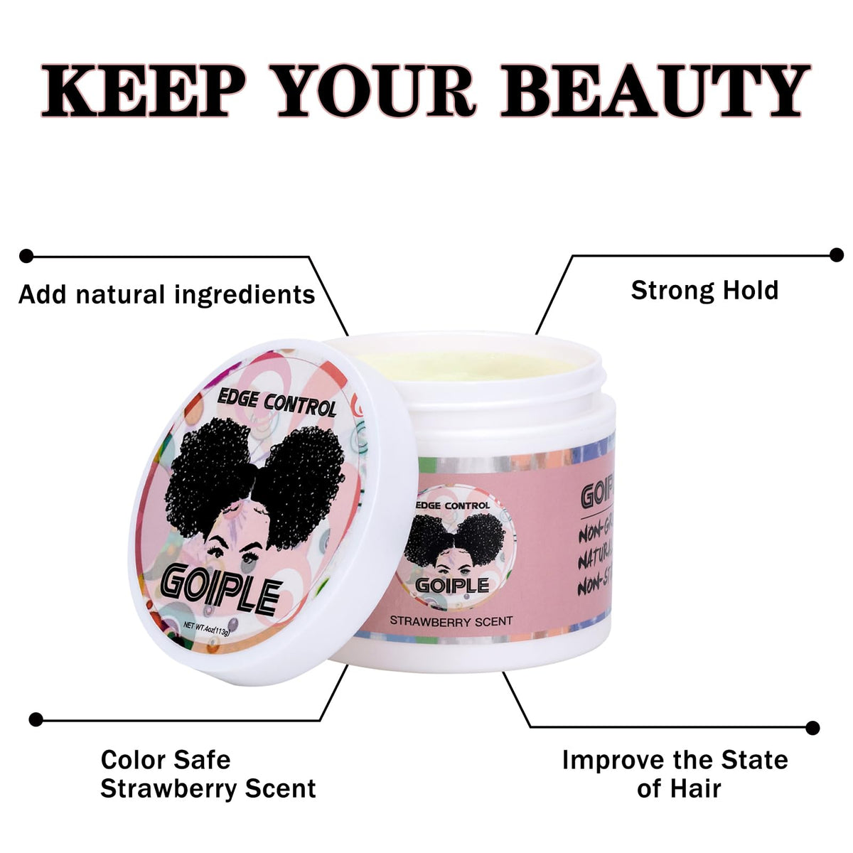 WOZUTUNT open jar showing smooth wax texture for strong, non-greasy hold