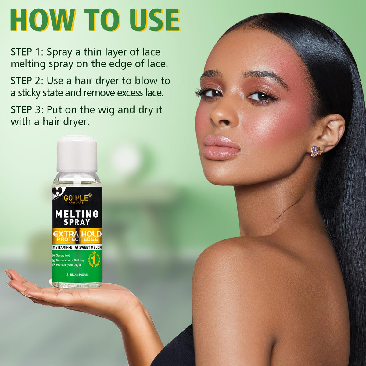 WOZUTUNT spray applied to lace to blend hairline seamlessly