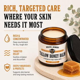 Wrath & Remedy close-up of dense tallow texture melting for deep moisturizing
