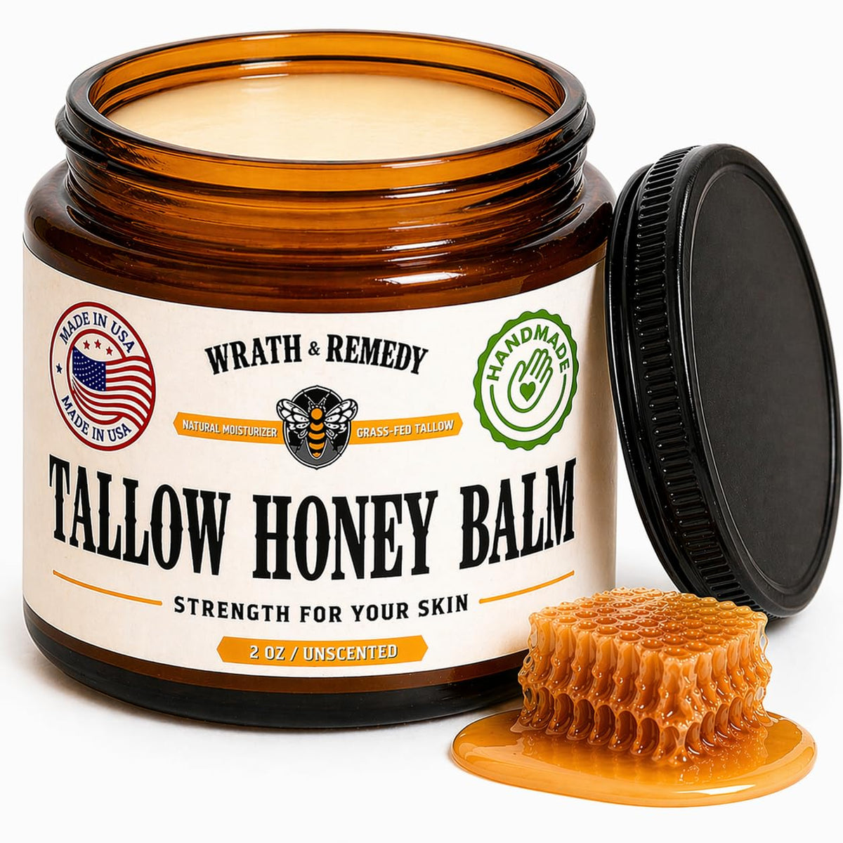 Wrath & Remedy front jar 2oz showing clean, unscented balm for concentrated hydration