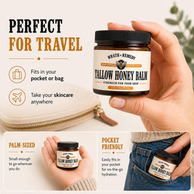 Wrath & Remedy jar beside coin showing compact 2 oz travel-friendly size