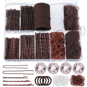 WSICSE front packaging showing bulk brown bobby pins and storage box for organized styling