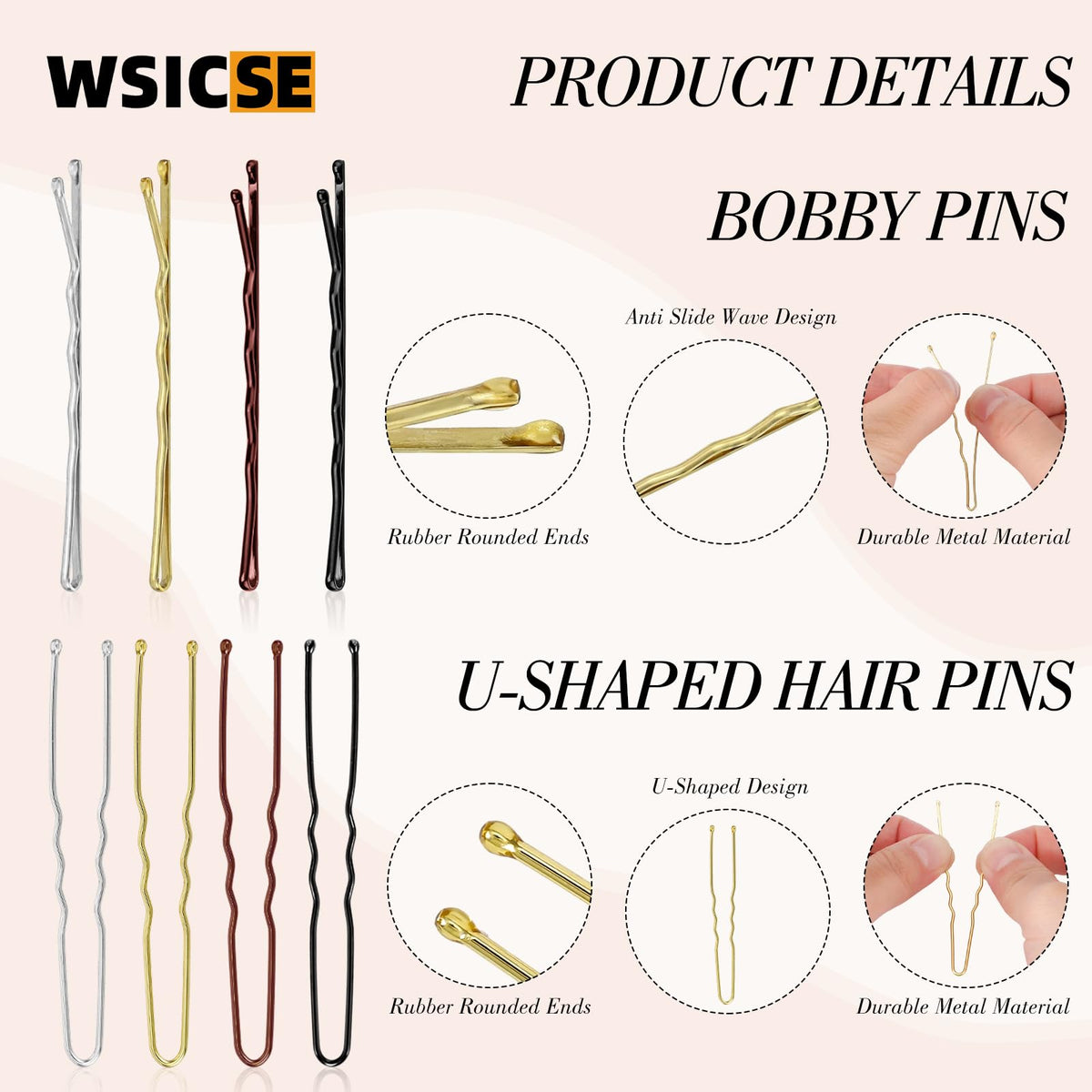 WSICSE pins securing a bun in use showing strong hold and neat finish