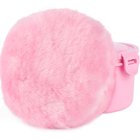 WSYUB front view of pink powder puff showing plush cover and portability benefit