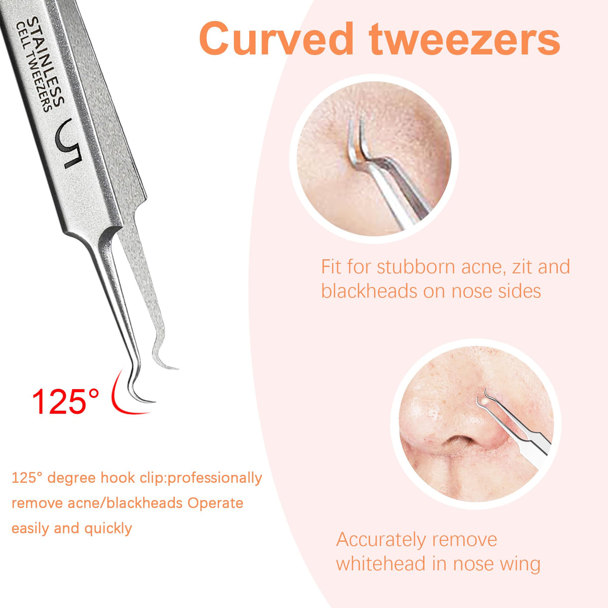 WSYUB hooked blackhead extractor tip close-up offering focused access to nose pores