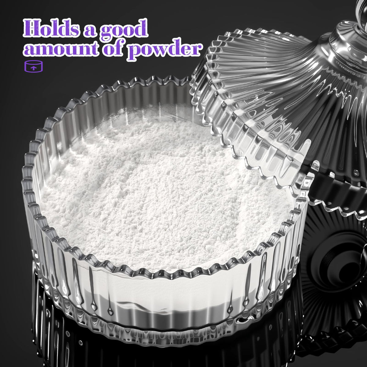 WSYUB open jar with puff inside demonstrating neat storage and easy access
