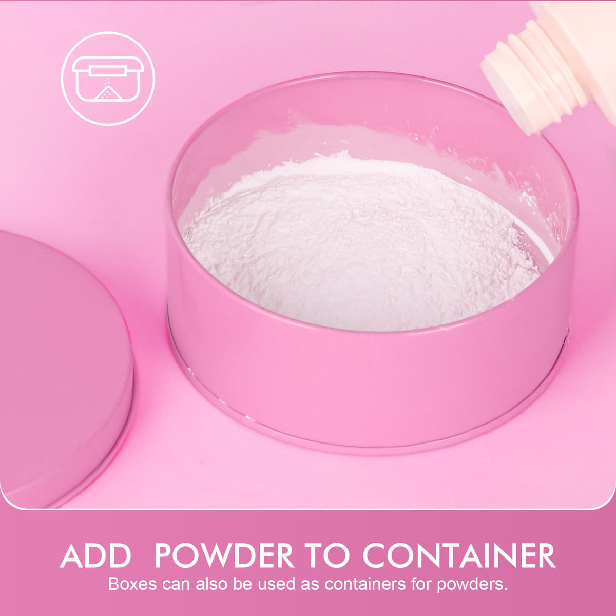 WSYUB open metal tin with puff inside for hygienic powder storage