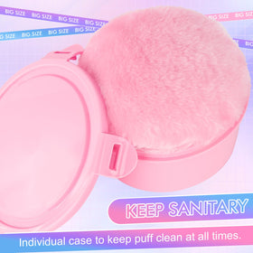 WSYUB powder puff seated in protective container for sanitary travel storage