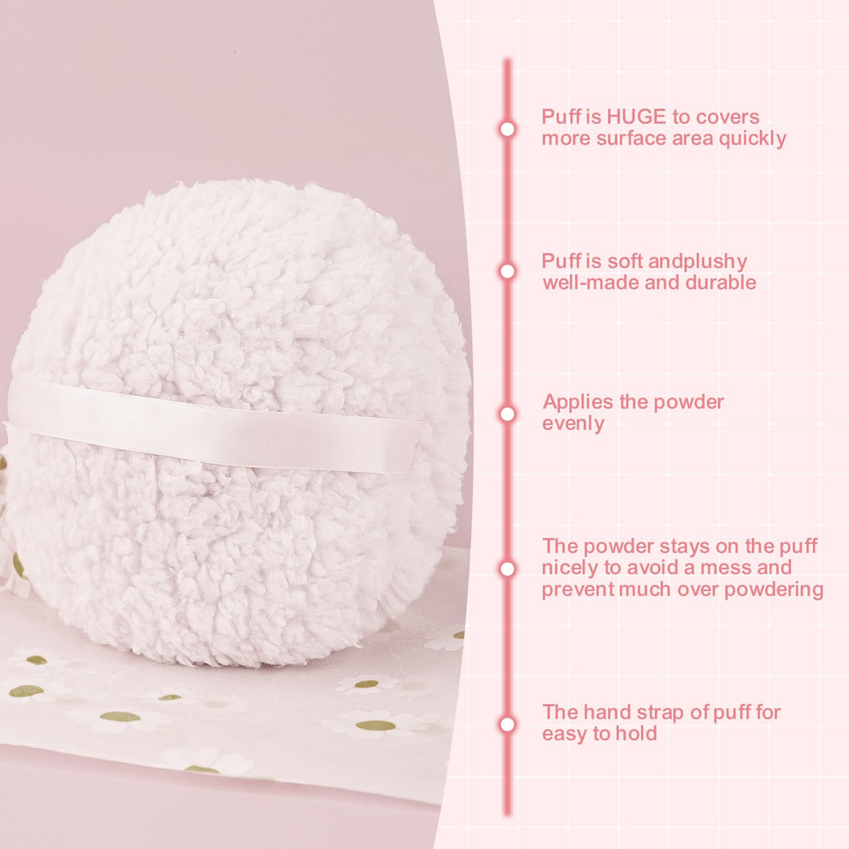 WSYUB puff next to ruler illustrating the full 6 inch size