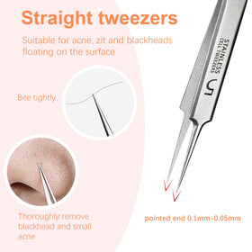 WSYUB straight ingrown-hair tweezer fine-point detail for gentle hair and whitehead removal
