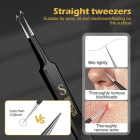 WSYUB straight tweezer close-up tip offering precise blackhead extractions