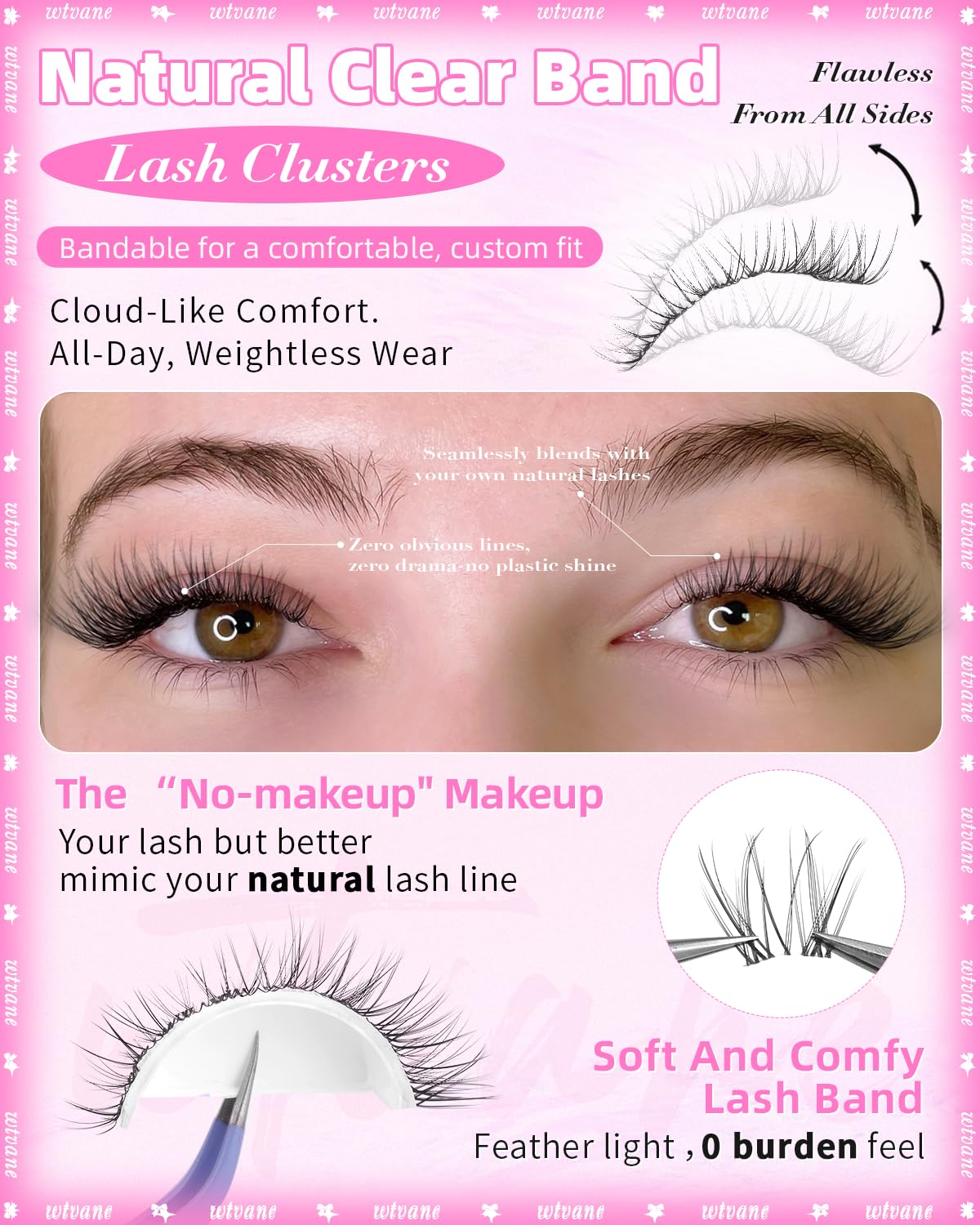 wtvane clusters with tweezers and glue showing easy application benefit