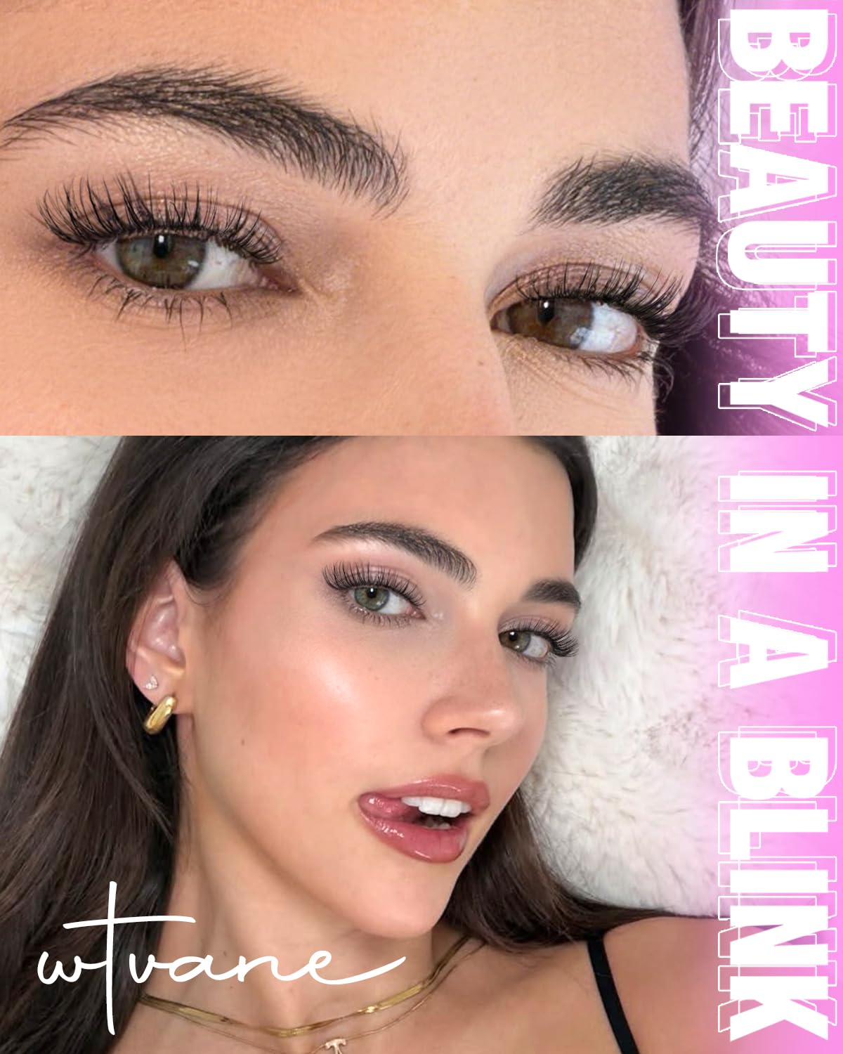 Wtvane cluster lashes 8–16mm arranged by length for seamless layering