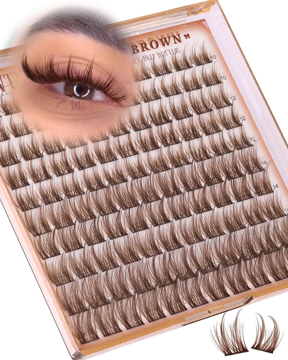 wtvane front packaging of brown lash clusters showing product and benefits