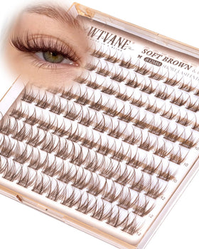 wtvane front packaging showing brown short lash clusters and clear product ID for natural wear
