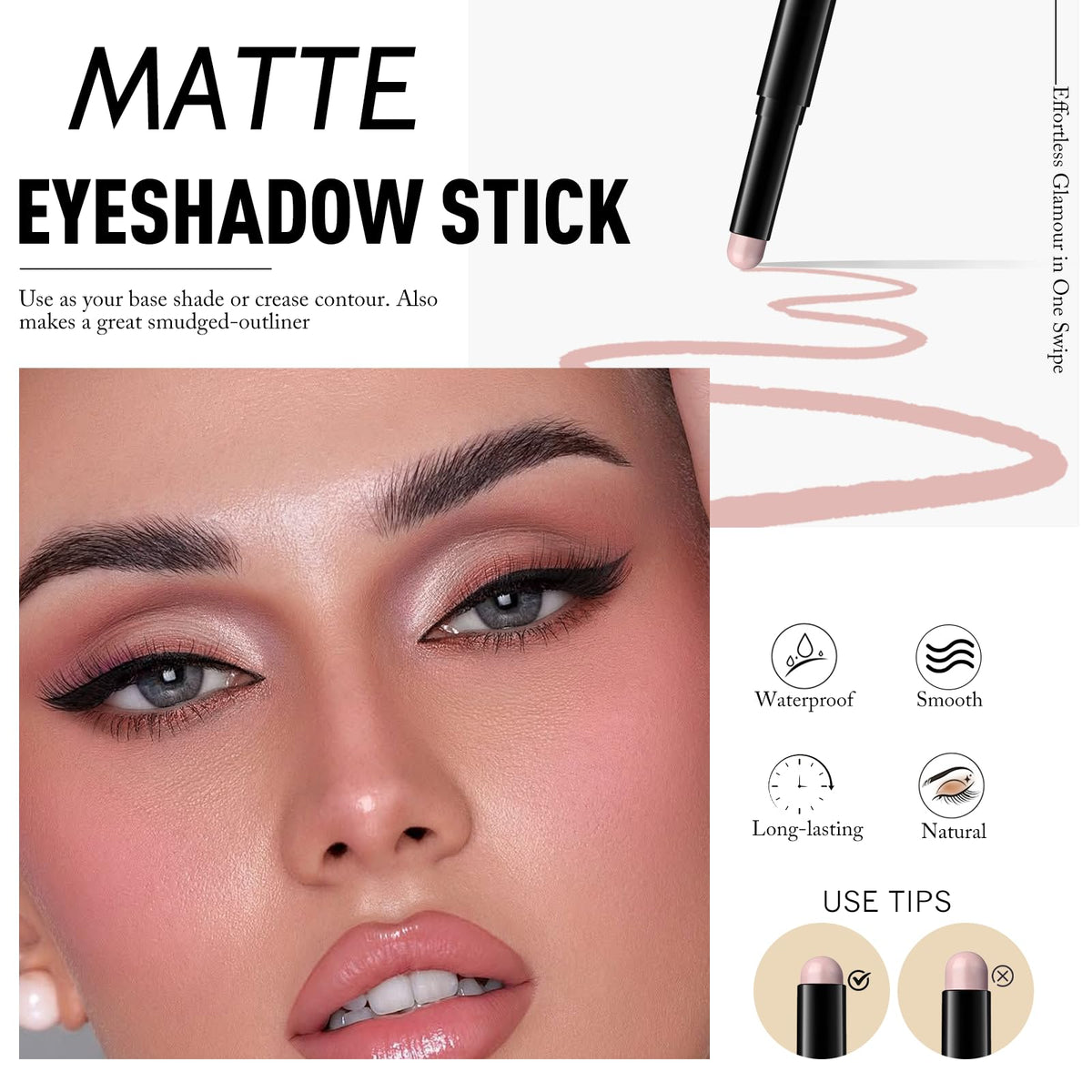 Wugbc applied on eyelid illustrating long-lasting crease-resistant wear