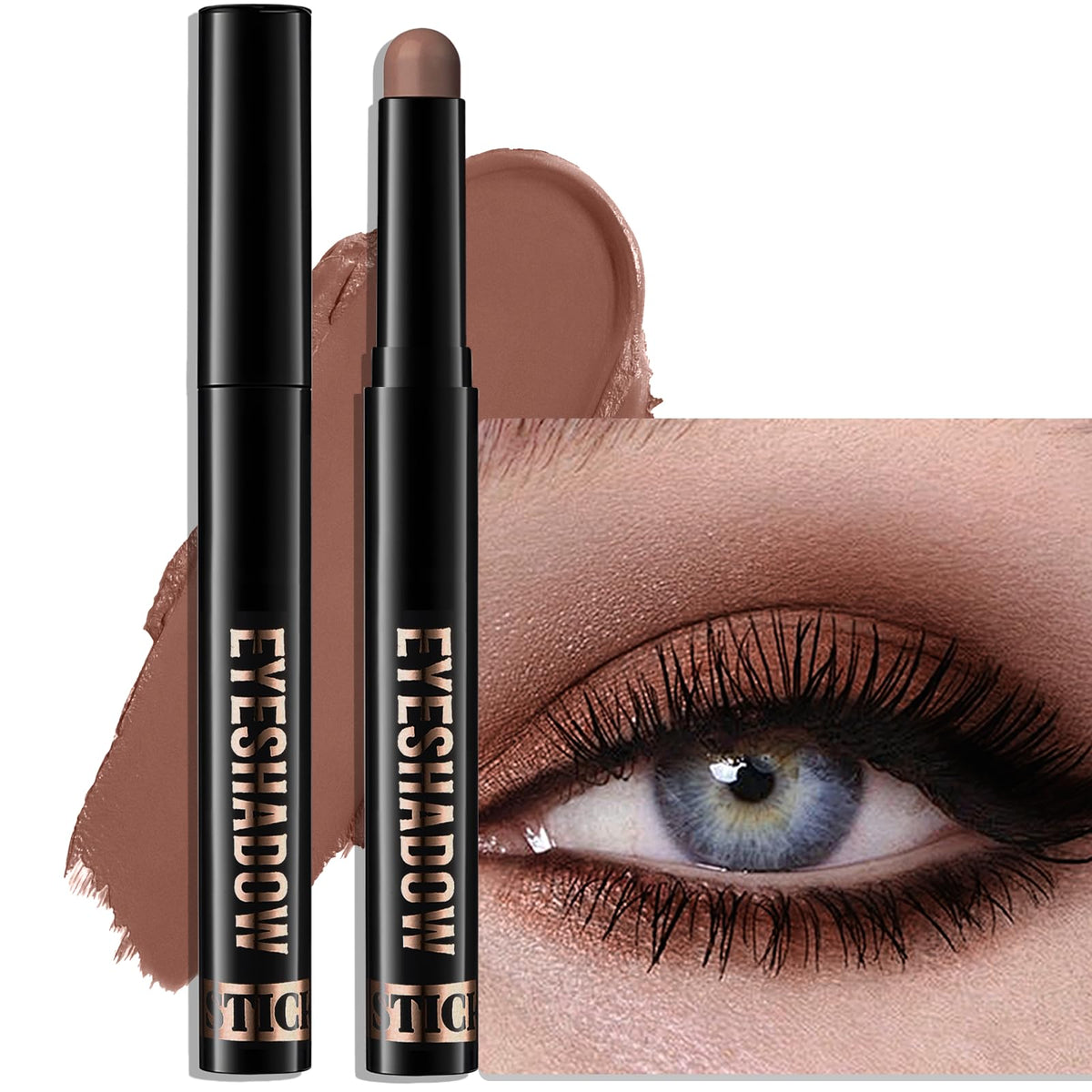 Wugbc Mocha Brown front view showing matte eye stick and clean tip for precise application