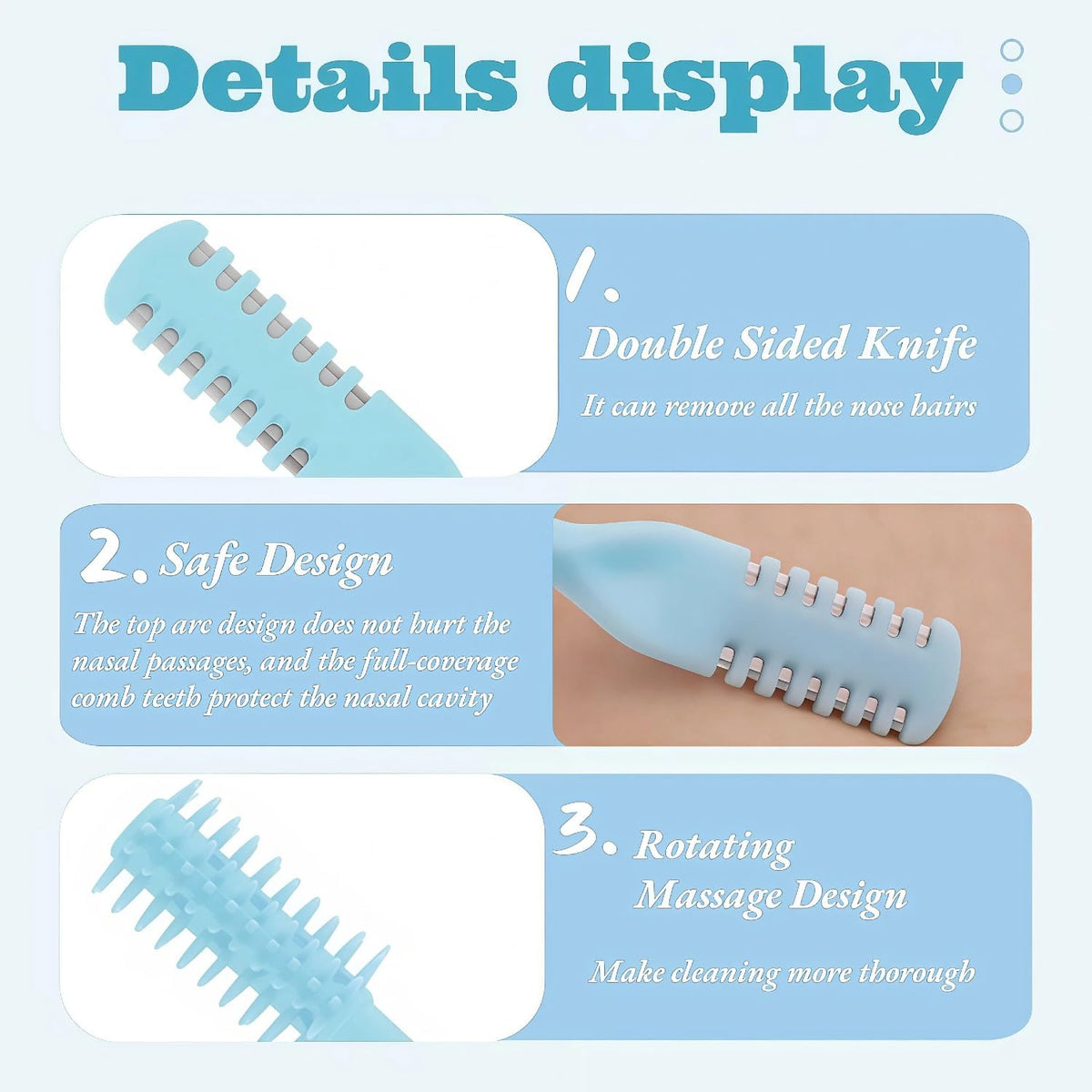 Wulthus detail of integrated cleaning brush clearing cut hair quickly