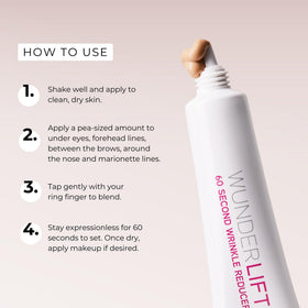 WUNDER2 applying Wunderlift under-eye demonstrating instant visible tightening benefit