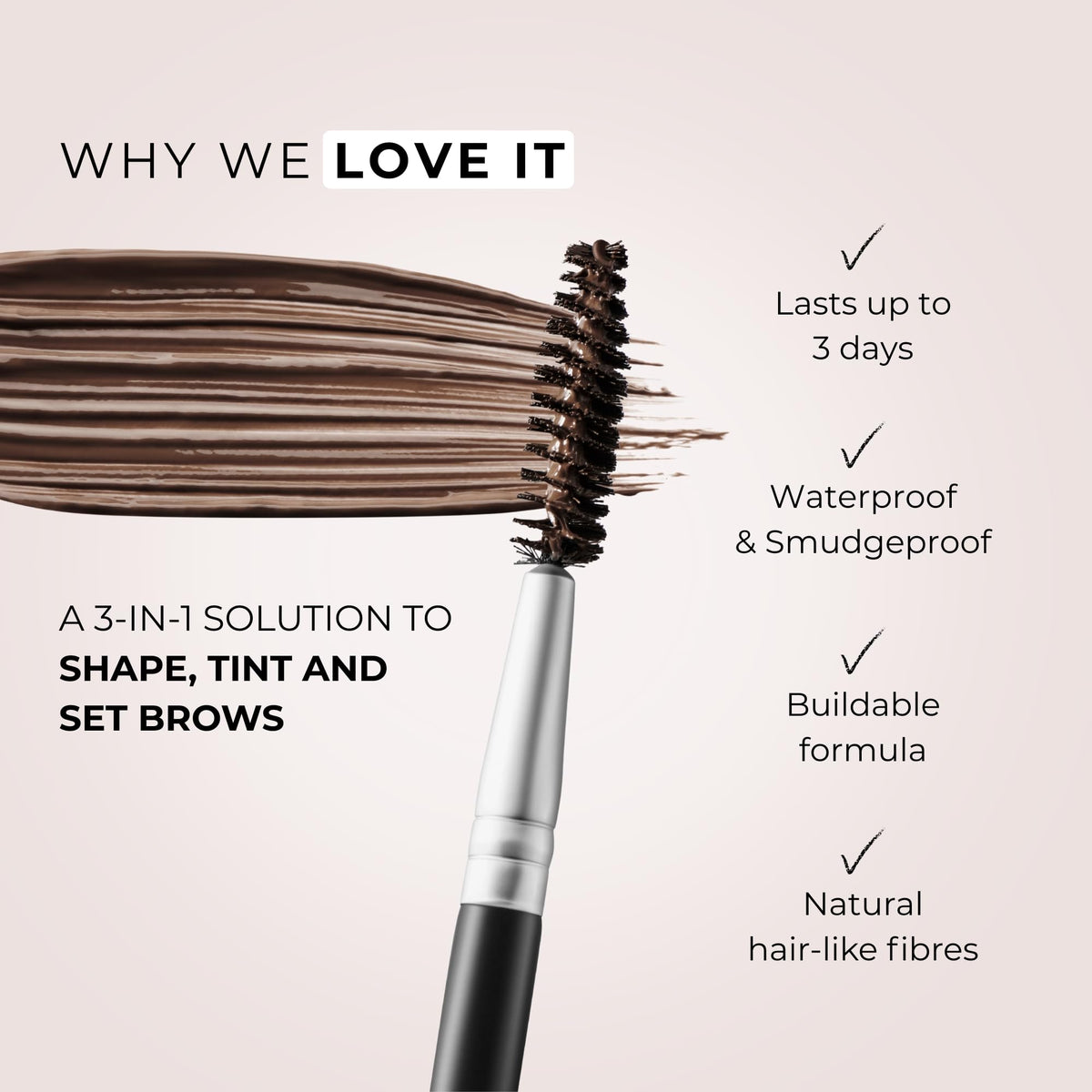 WUNDERBROW tube held in hand to show compact size and travel-friendly benefit