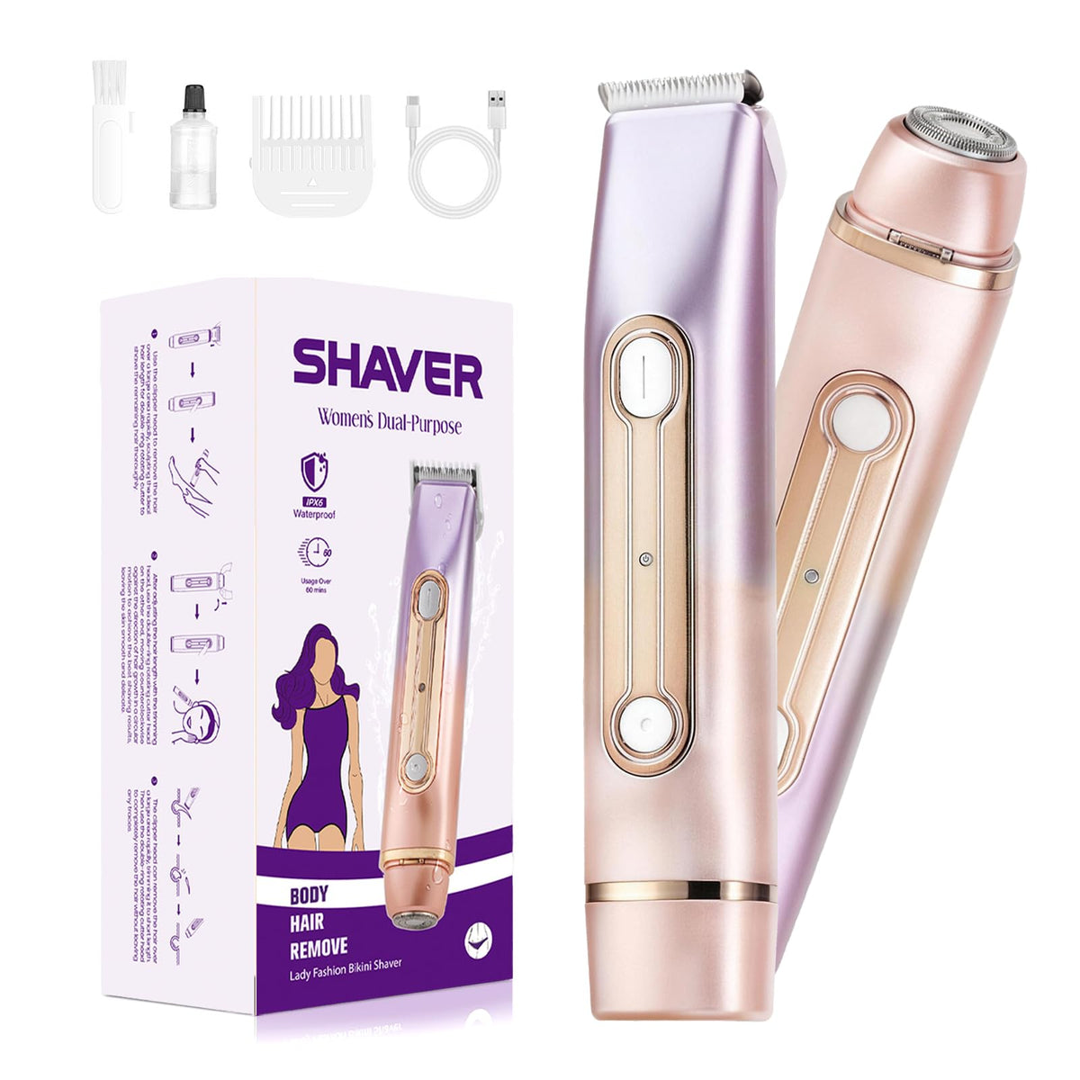 wurgocy front view packaging showing purple trimmer and benefits