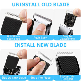 Wusuker blades attached to trimmer cutting hair illustrating restored performance