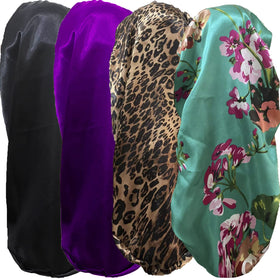 Wzl Wlg front view of four-pack satin bonnets, neat storage benefit