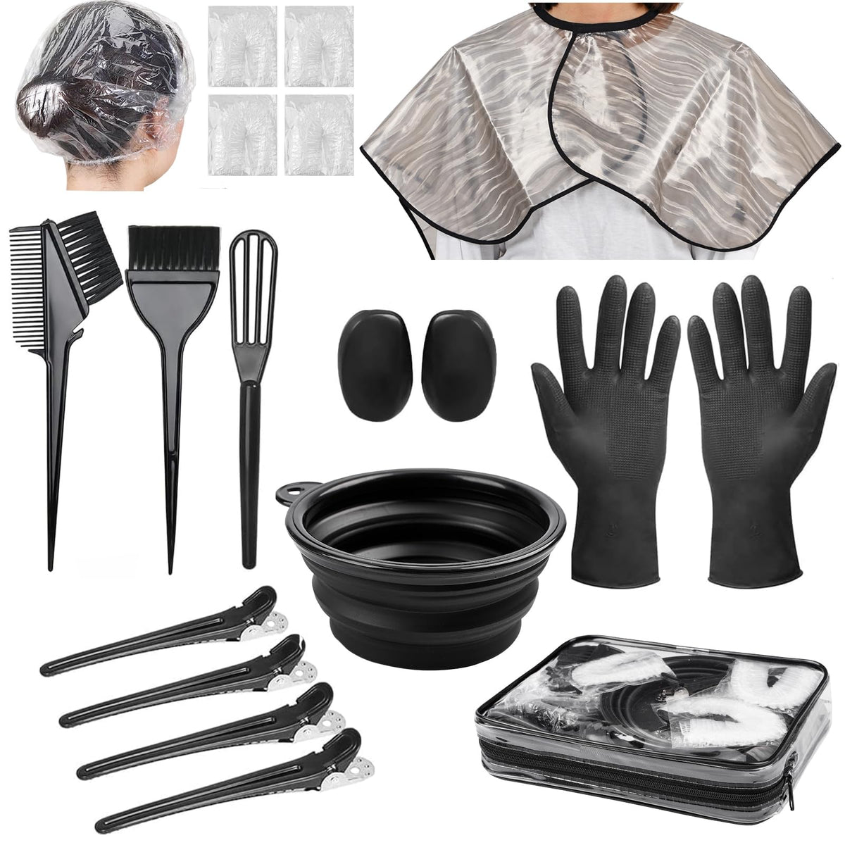 Xarchy front of kit laid out showing all 19 pieces for complete salon setup