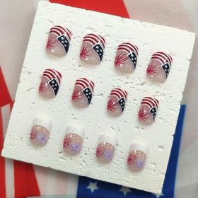 Xenophoer flag pattern nail close-up highlighting crisp stars and stripes for bold look