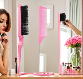 Xiangwenlan brushes next to hand for scale, compact and travel-friendly