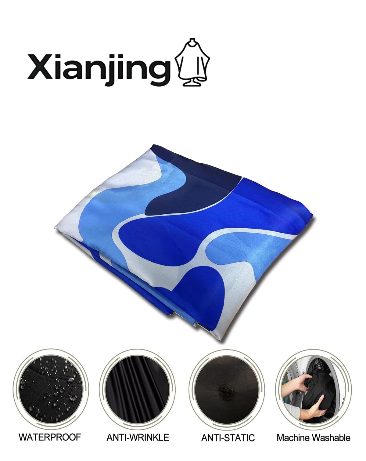 Xianjing camo cape lap coverage showing protection from cut hair and liquids