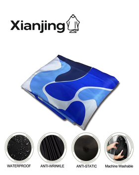 Xianjing camo cape lap coverage showing protection from cut hair and liquids