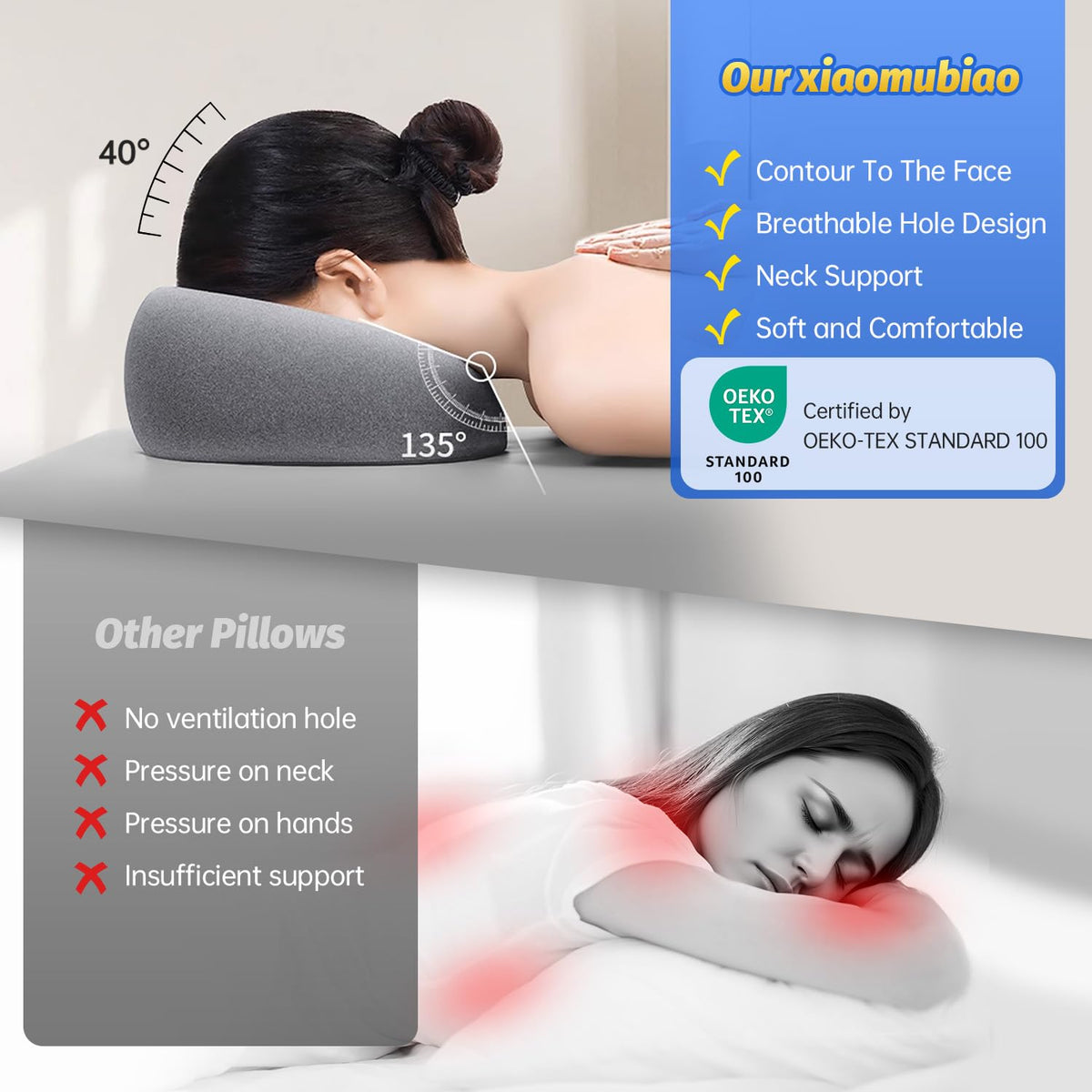 xiaomubiao in use face-down recovery illustrating comfortable post-operative positioning
