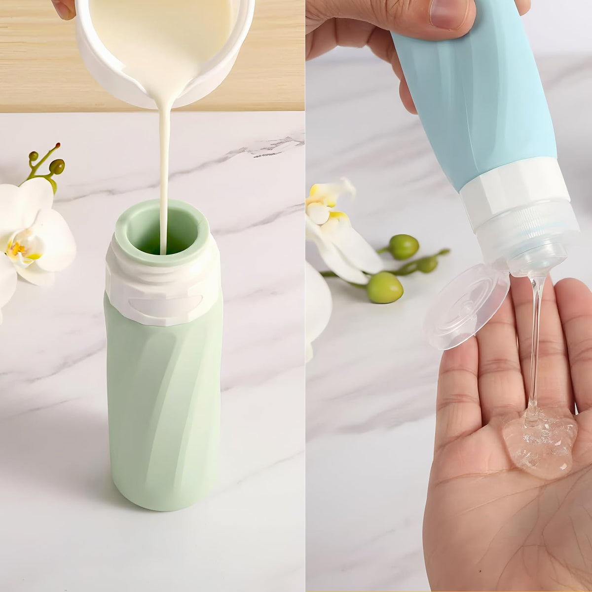 xictuwey cream pots and funnel shown for tidy refilling