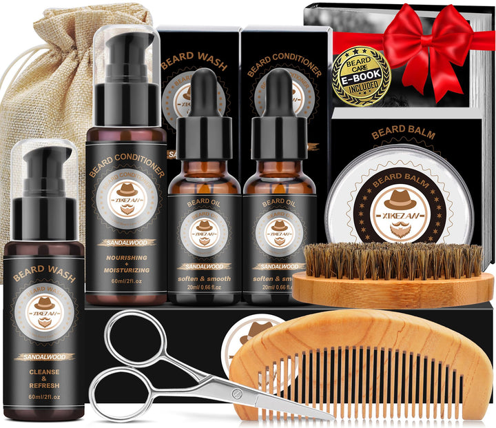 XIKEZAN front packaging showing complete beard kit, neat gift-ready presentation