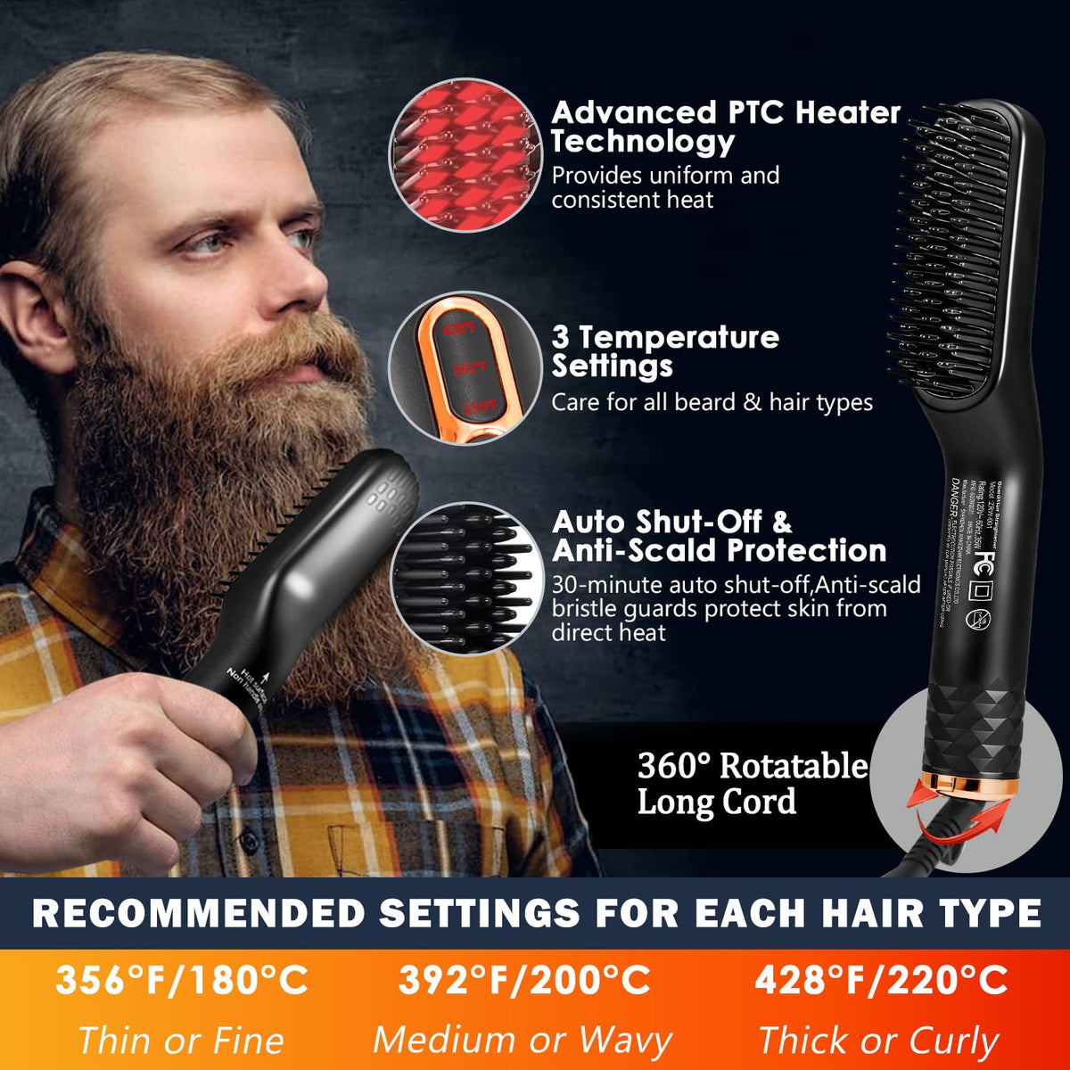XIKEZAN premium comb and straightener in hand showing compact size for travel