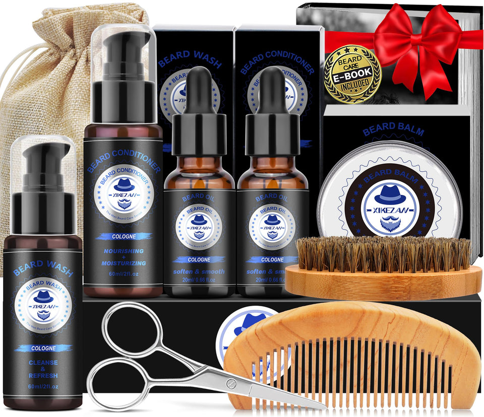 XIKEZAN front packaging showing full beard kit, highlights convenience