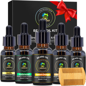 XIKEZAN front packaging showing five beard oil bottles and gift-ready box